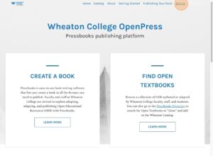 Image of openpress.wheatoncollege.edu home page with orange circle around "sign in"